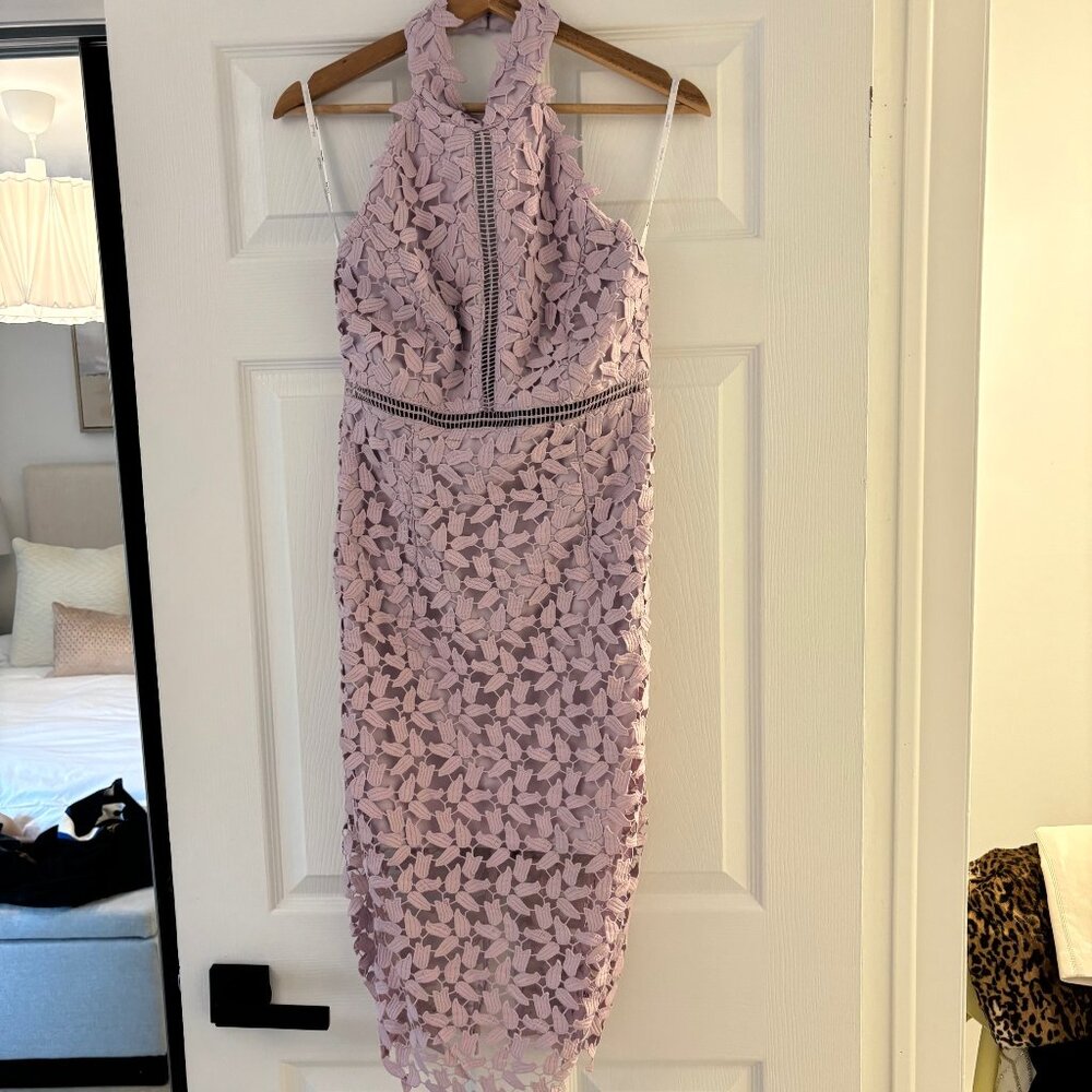 NWT Bardot Gemma Halter Dress in Orchid Lilac Purple Sz S